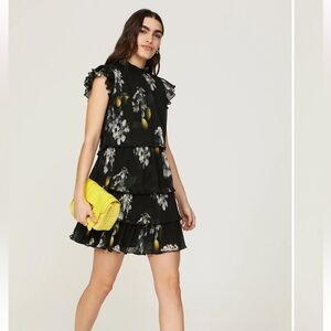 AllSaints Black Tiered Mini Dress